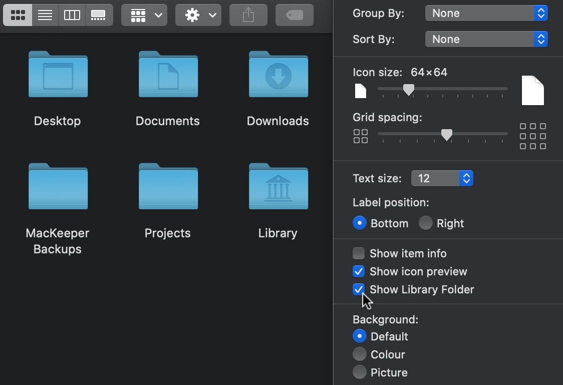How to show the Library folder on MacOS