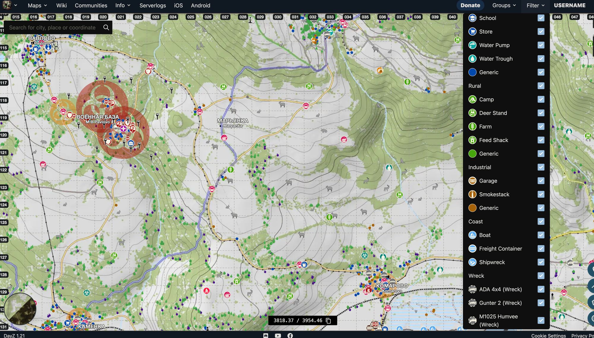 iZurvive DayZ & ARMA Map: Chernarus Mod